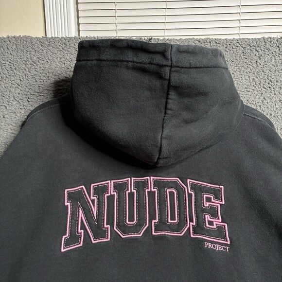 Nude Project Mens Hoodie Size Large Embroidered Logo Double Sided Designer - Picture 2 of 13